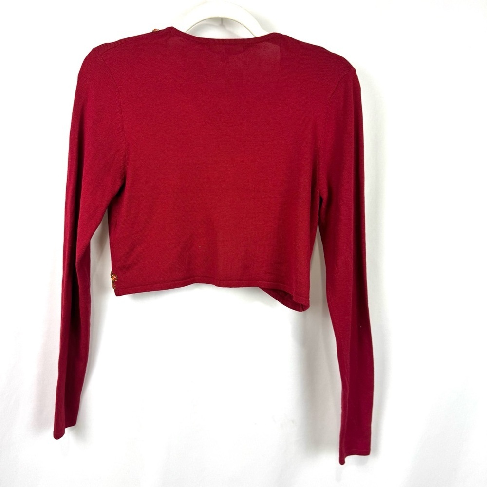 Vintage NWT Hanna & Gracie Red Embellished Silk Bolero Sweater Top Women’s Sz SP - Picture 6 of 11